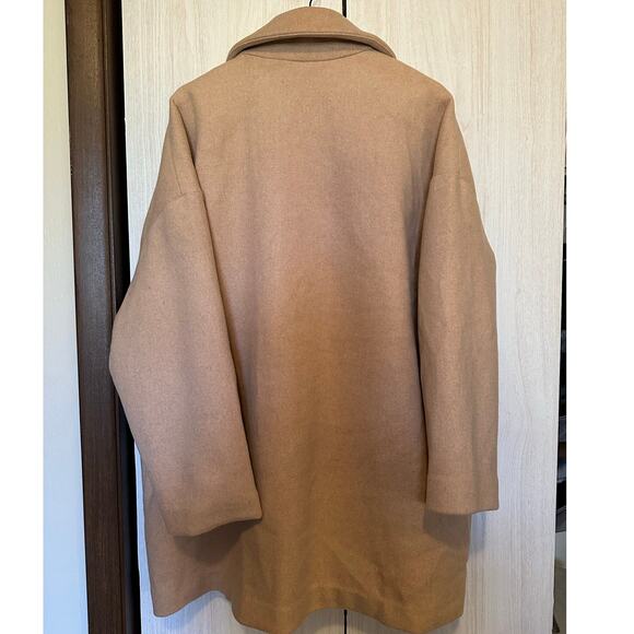 Abercrombie & Fitch Short Wool Blend Light Tan Coat Size XL Petite - Picture 4 of 7